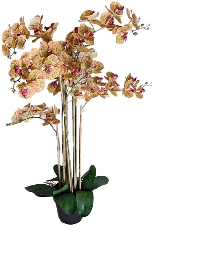 Kunst Phalaenopsis Orchidee In Pot 110 cm - Tiger Yellow