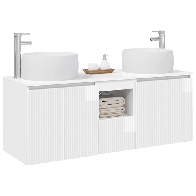 vidaXL - Badkamerkast - set - 3 - st - Hoogglans - Wit - 49,5 - x - 44,5 - x - 66 - cm