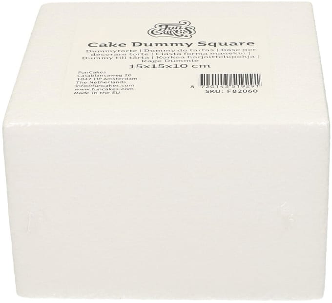 FunCakes Taart Dummy - Piepschuim Blok - Vierkant - 15x15x10 cm