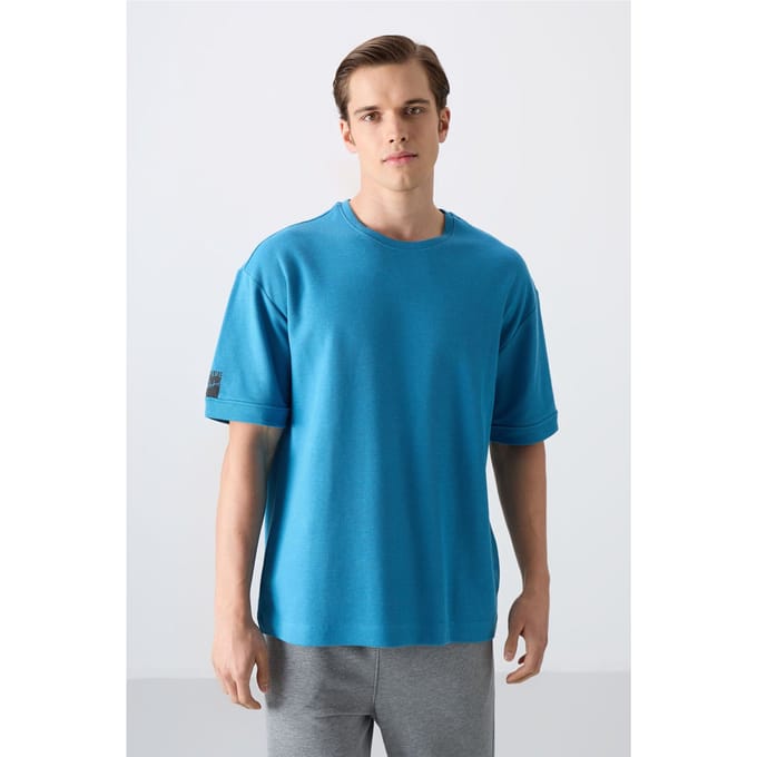 Heren Oversized Crew Neck T-Shirt Met Patch