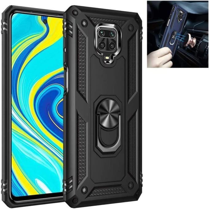 Hoesje - Xiaomi - Redmi Note 9 Pro Max - TPU siliconen - Roterende ringhouder - Magnetische autohouder