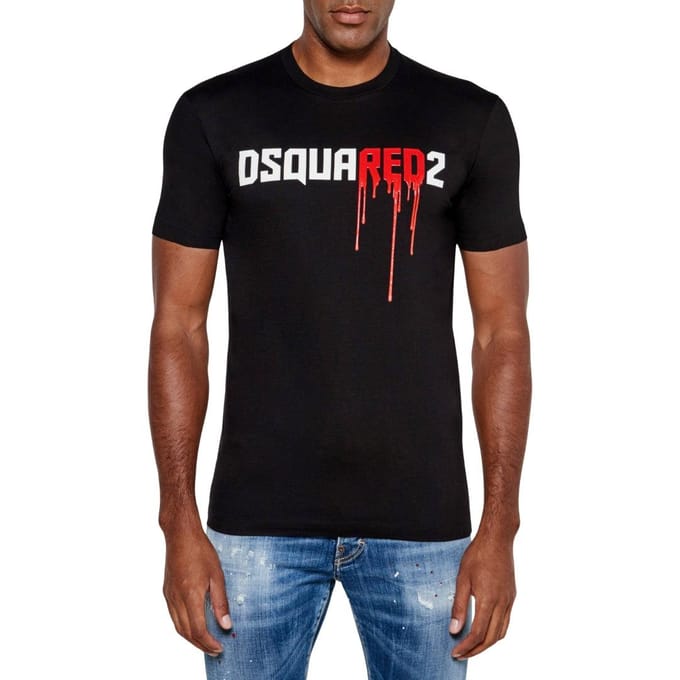 DSquared2 Rood Logo Heren T-shirt (Zwart)