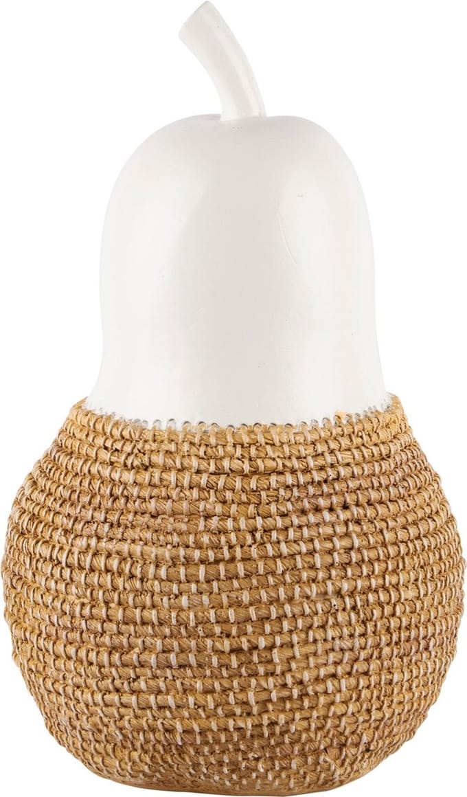 Dekoratief | Deco peer wit/beige, resina, 13x13x21cm | A240359