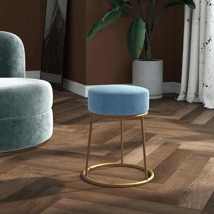 vidaXL - Hocker - rond - fluweel - lichtblauw