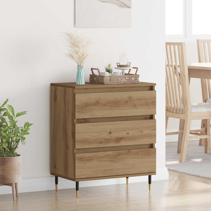 vidaXL Dressoir Artisan Eiken 60 x 35 x 70 cm Bewerkt hout
