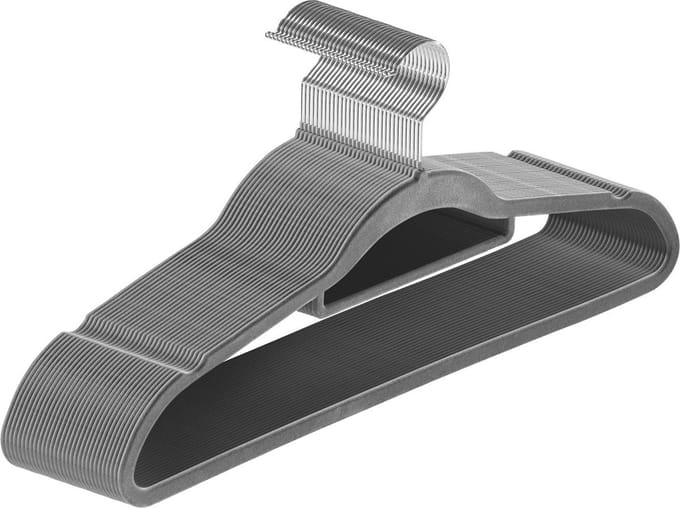 Fluwelen Kleerhangers / Kledinghanger - 30 Stuks - Grijs - Antislip