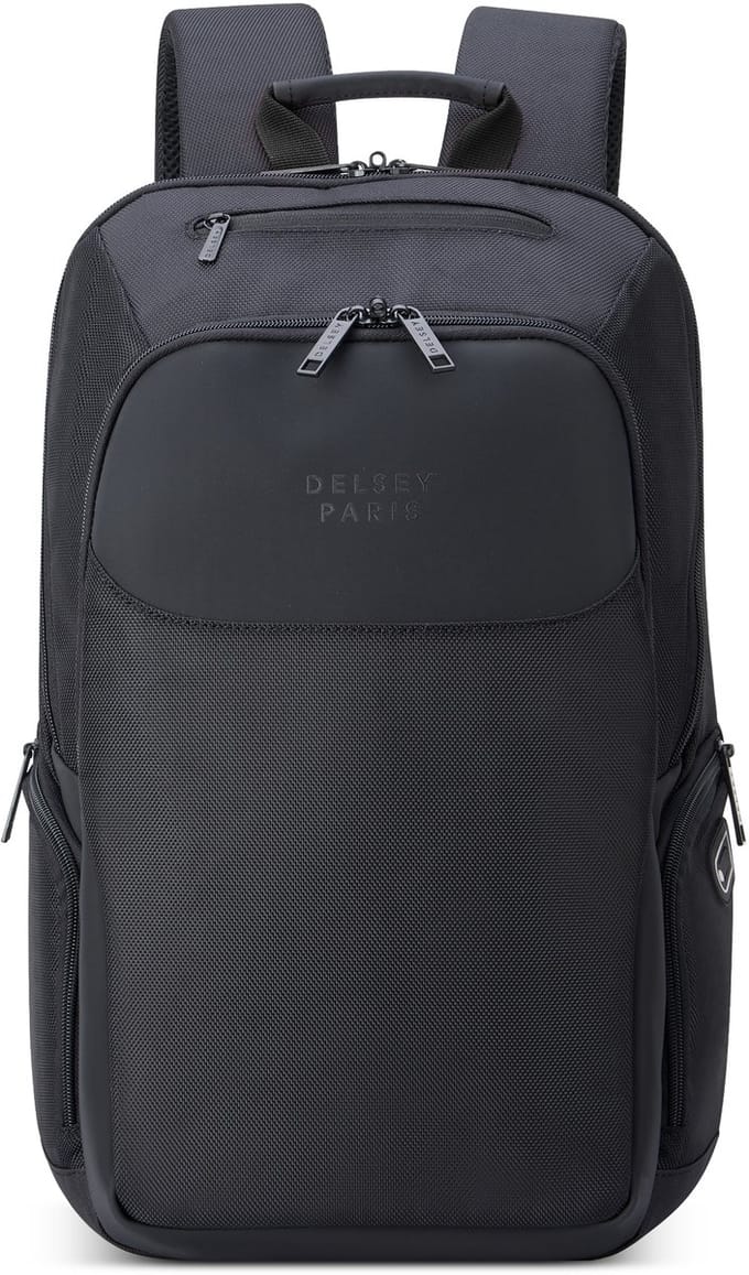 Delsey Parvis Plus Laptoprugzak 15.6 inch – 22L – Trolleyband – Recycled Polyester – Black