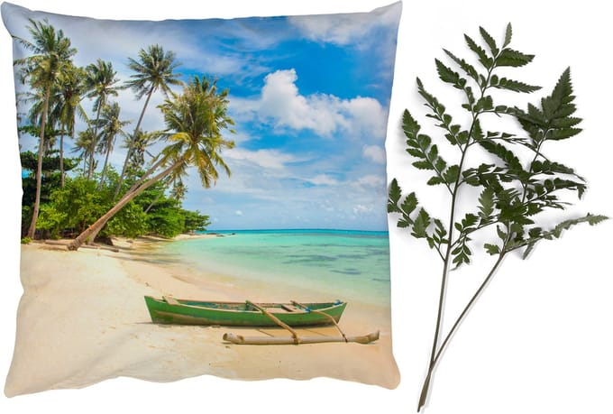 Sierkussens - Kussentjes Woonkamer - 60x60 cm - Strand - Kano - Palmboom - Tropical