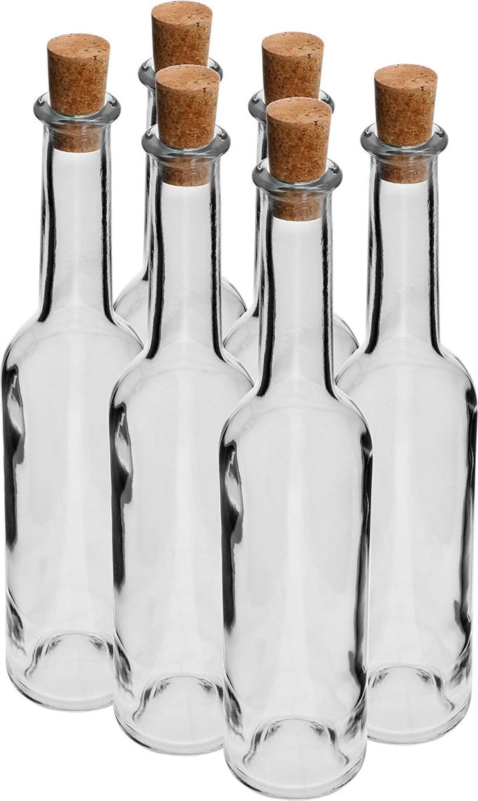 Browin glazen fles 350ml met kurk- 6 stuks
