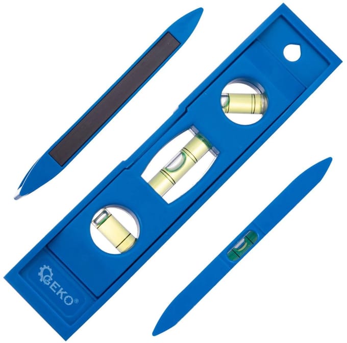 GEKO Compacte waterpas - Magnetisch - 3 bloklibellen - 15 cm - Blauw