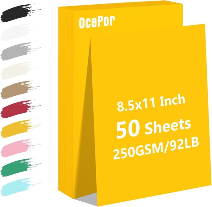 Gekleurd Karton Papier - Dik Bouwpapier - Creatief Knutselen - 50 Vellen Set - A4 Formaat - Geel
