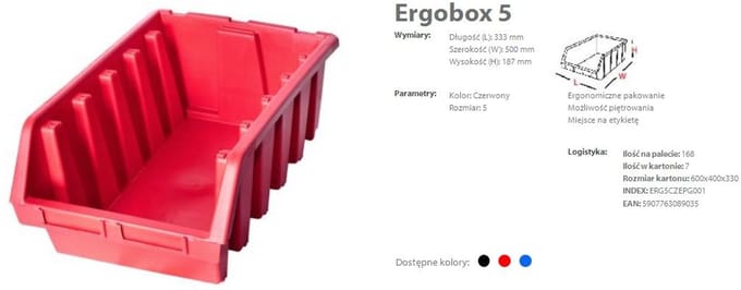 Patrol Ergobox 5 - Opbergbox - Rood - Kunststof - Stapelbaar