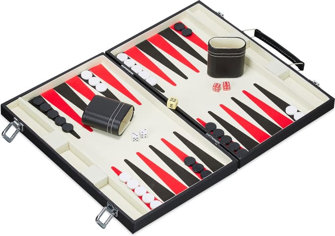 Backgammon koffer - met accessoires - 47 x 36 cm