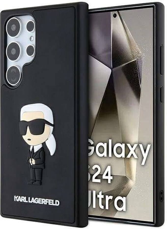 Karl - Lagerfeld - 3D Rubberen Ikonik hoesje voor Samsung Galaxy S24 Ultra - zwart