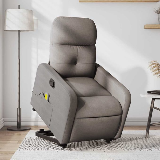 vidaXL - Sta-op-massagestoel - verstelbaar - stof - taupe