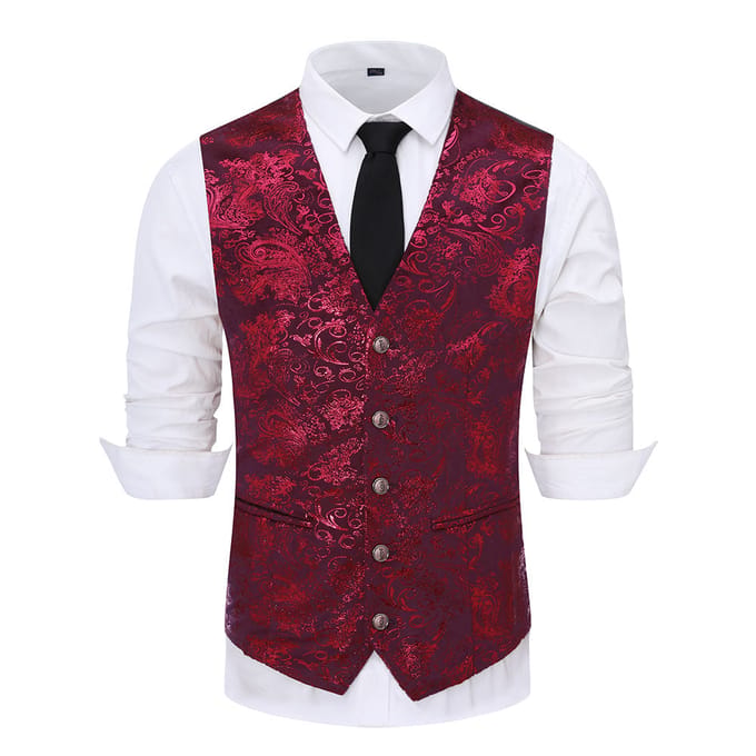 Slim-fit rood bedrukt vestgilet