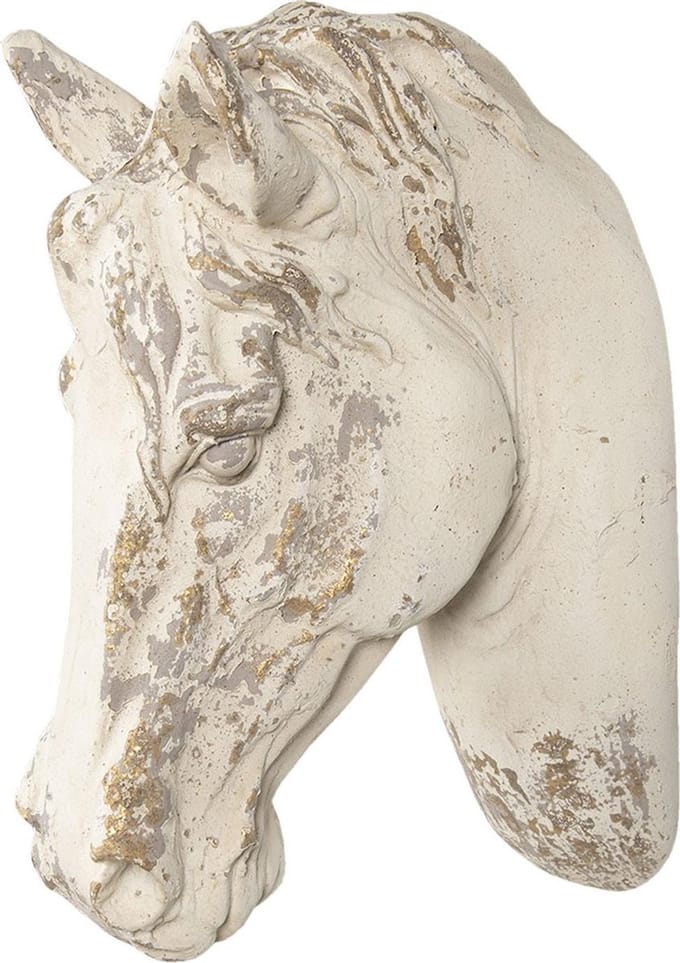 Clayre & Eef Wanddecoratie Paard 32x16x45 cm Wit Kunststof