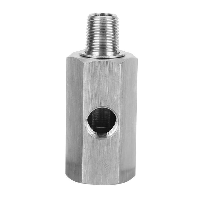 RVS M10 Oliedruksensor T-stuk naar NPT Adapter Turbo Toevoer zwart