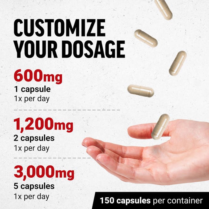 Force Factor, l-arginine, 3.000 mg, 150 capsules (600 mg per capsule)