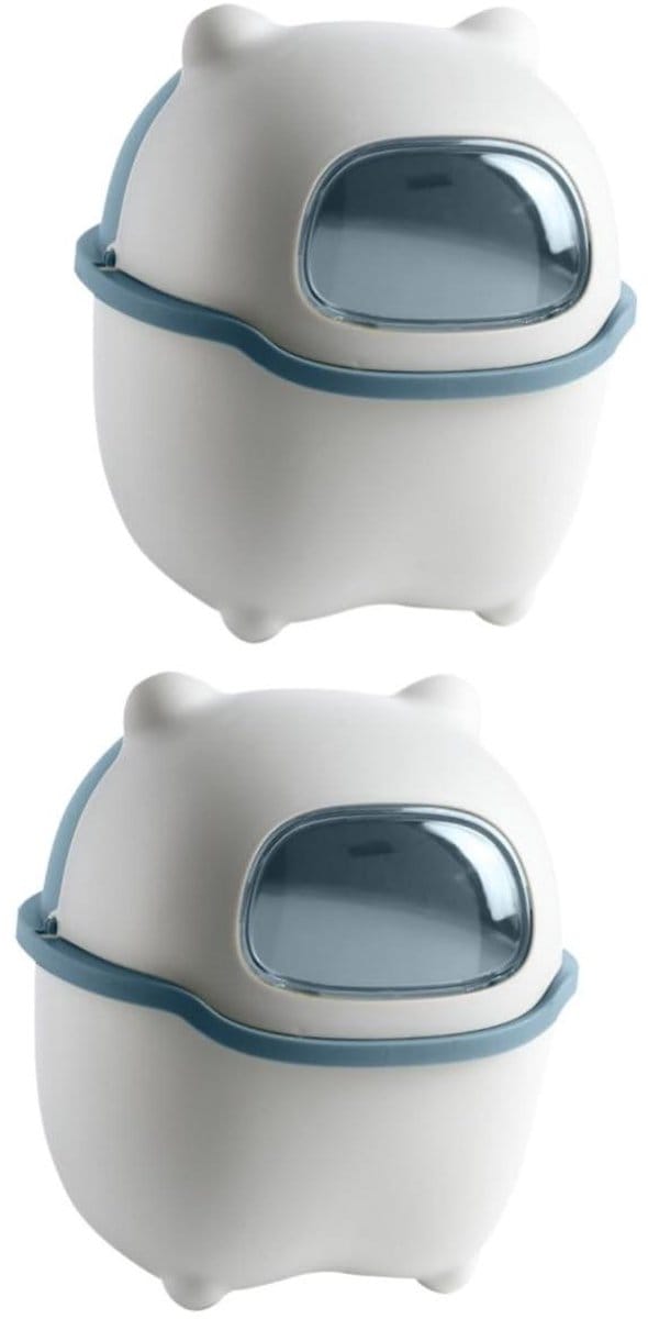Prullenbak Beer - Afvalbak Decoratief - Bureau Opruimen - Met Deksel - 2 stuks - Blauw