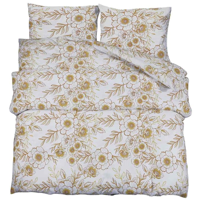 vidaXL Dekbedovertrekset 240x220 cm katoen wit en bruin