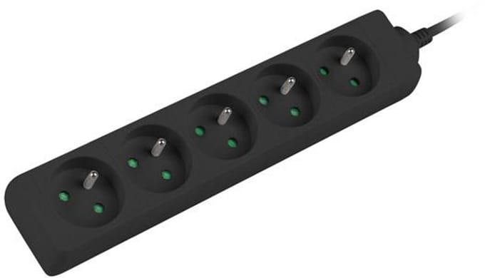 Lanberg Serie - Verlengsnoer - Zwart - 1,5m - 5x 230V