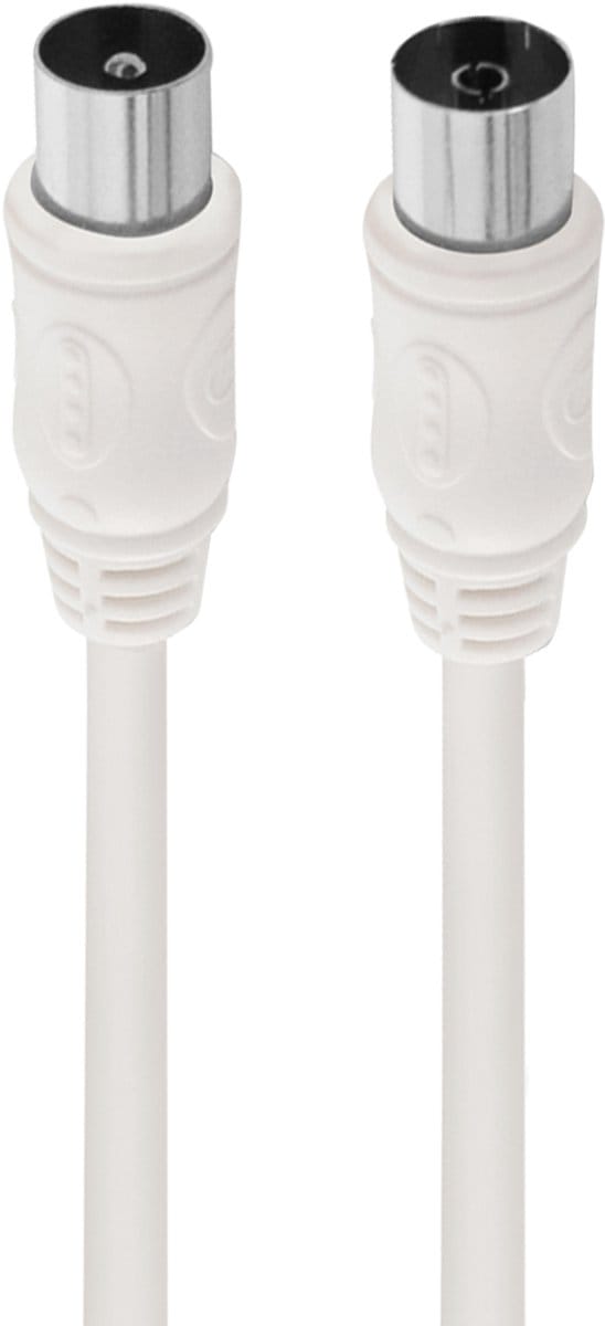 Force Case, Coaxiale TV Antennekabel 9.52mm - Recht Mannelijk naar Vrouwelijk - Afgeschermd - 2m, Wit