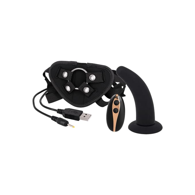 Seven Creations - Vibration Dildo Strap-On 5inch - Strap On Harness Zwart