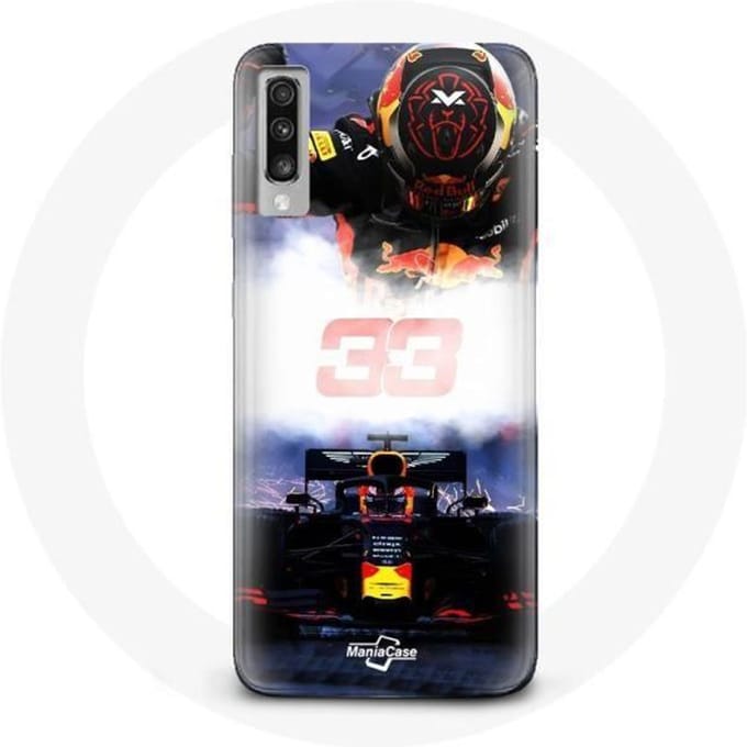 Coque - Max Verstappen - Samsung Galaxy A70 - Noir, Rouge, Jaune - Rigide - Sportif noir