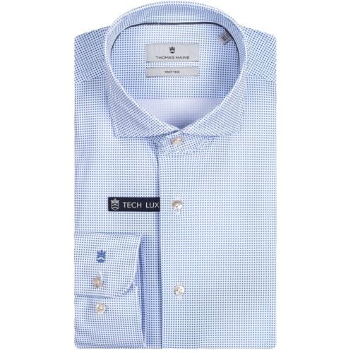 Thomas Maine Overhemd Allover Mini Dot Roma Modern Kent Tech Jersey Knit Licht Blauw / male
