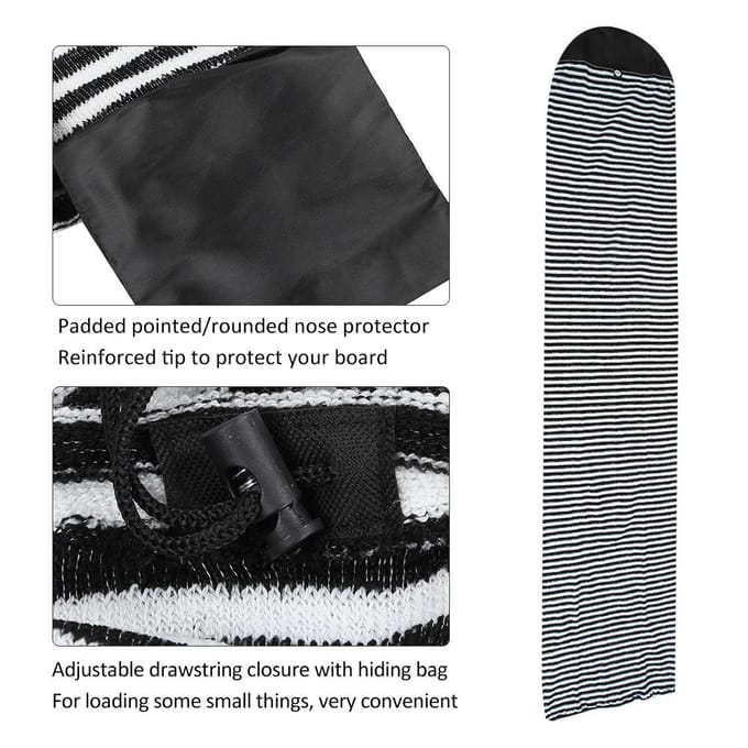 Polyester Zwart Witte Streep Surfplank Sok Beschermhoes Tas voor Hard Board Shortboard Zwart gray