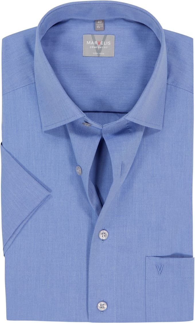 MARVELIS comfort fit overhemd - korte mouw - blauw