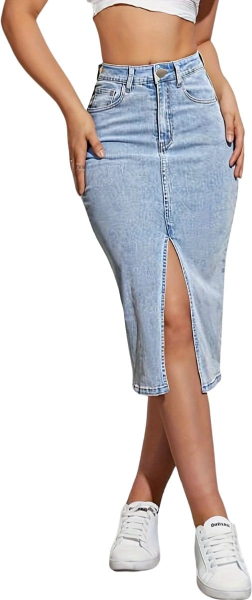 Livano Spijkerrok - Rok - Jeansrok Dames - Denim - Spijkerjurk - L