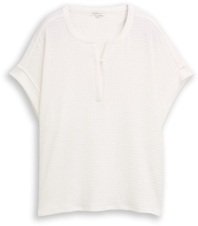 Tom Tailor - Crinkle T-shirt - Maat S - Whisper White