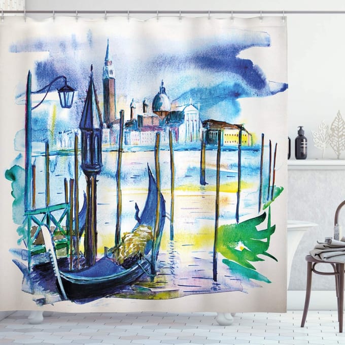 ABAKUHAUS douchegordijn – Venetië-boot – 175x240 cm – Polyester