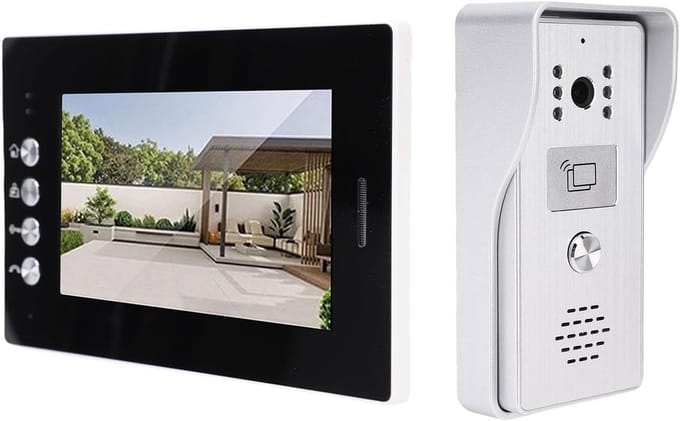 Video Deur Intercom - Buiten Camera - Beveiliging Thuis - Infrarood Nachtzicht - 7 Inch Scherm - Zilver