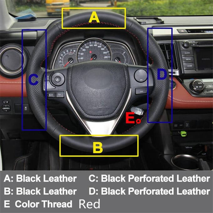 Housse de volant de voiture à coudre à la main, pour Toyota RAV4 2013 – 2018 Corolla 2014-2018 gray