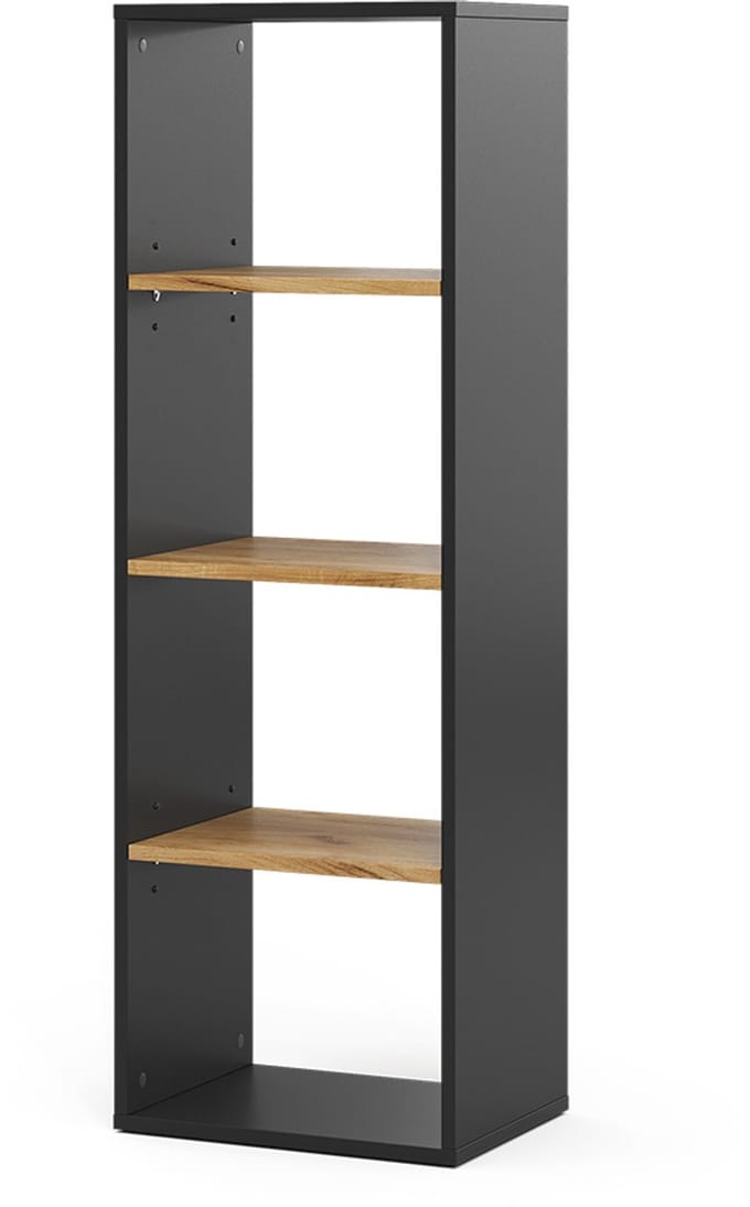 Vicco Tomy Boekenkast – 40 x 120 cm 4 compartimenten Antraciet/gouden eik
