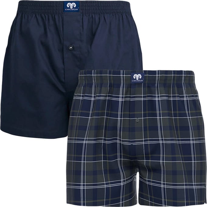 CECEBA Canadian Heren Boxershorts - geweven wijd model - 2-pack - Blauw geruit