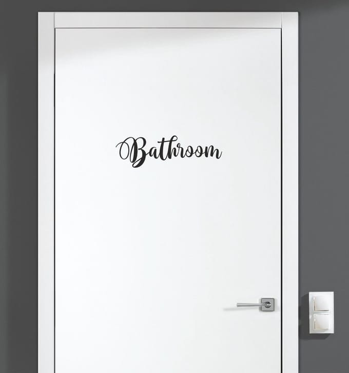 Deursticker - Bathroom - Zwart 19x6