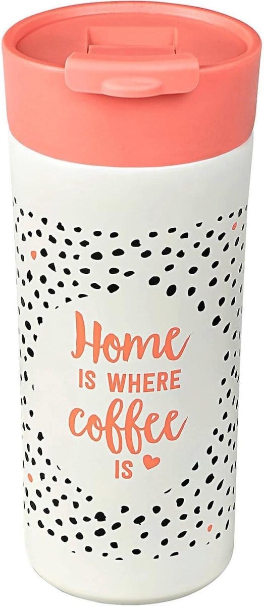 RVS Thermobeker Wit - Home is where coffee is - 450ml
