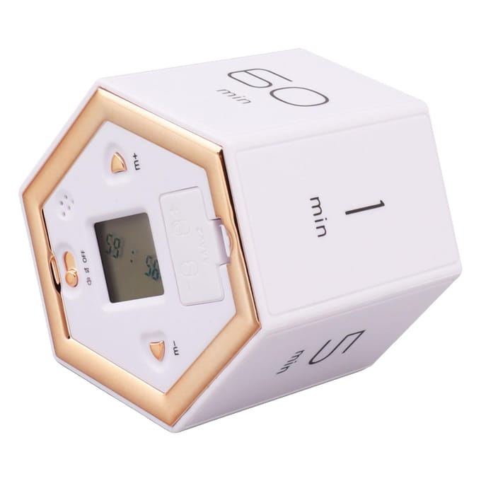 Hex Flip Timer met Stomme Alarmfunctie Magnetische Tijdmanagement Kubus Timer met LCD-scherm voor wit