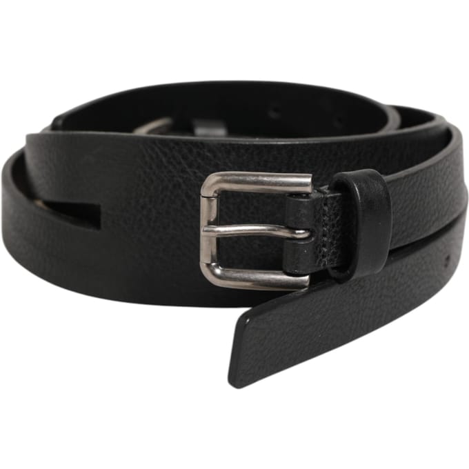Dolce & Gabbana Zwarte Dubbele Band Leren Gouden Gesp Riem