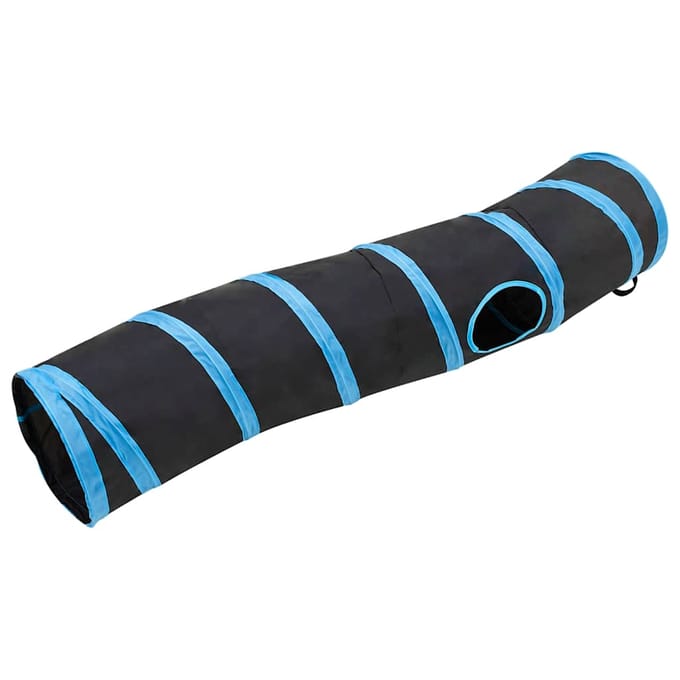 vidaXL Kattentunnel S-vorm 122 cm polyester zwart en blauw