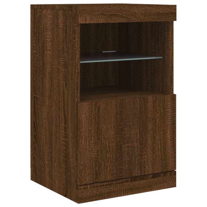 vidaXL - Dressoir - met - LED-verlichting - 41x37x67 - cm - bruin - eikenkleur