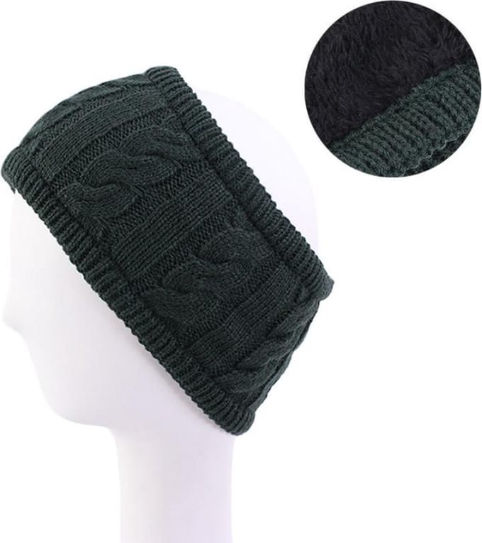Cabantis Fleece Dubbellaags Hoofdband|Haarband|Haarband Dames|Stretch|Muts|Donker Groen