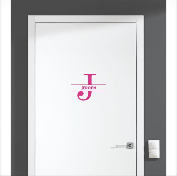 Deursticker Met Naam -  Jeroen - Roze