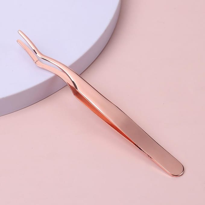 Valse Wimper Pincet Valse Wimpers Applicator Rvs Wimper Extension Curler Nipper Clip Klem Makeup Tools rosé gouden kleur