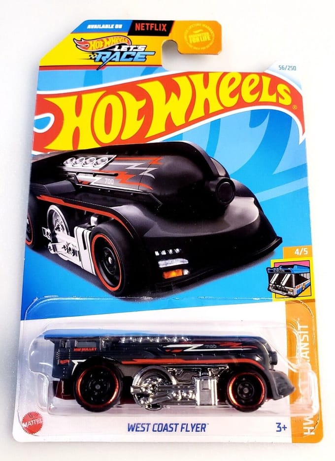 HOT WHEELS WEST COAST FLYER TRAIN 56/250 (1:64) HW FAST TRANSIT 4/5