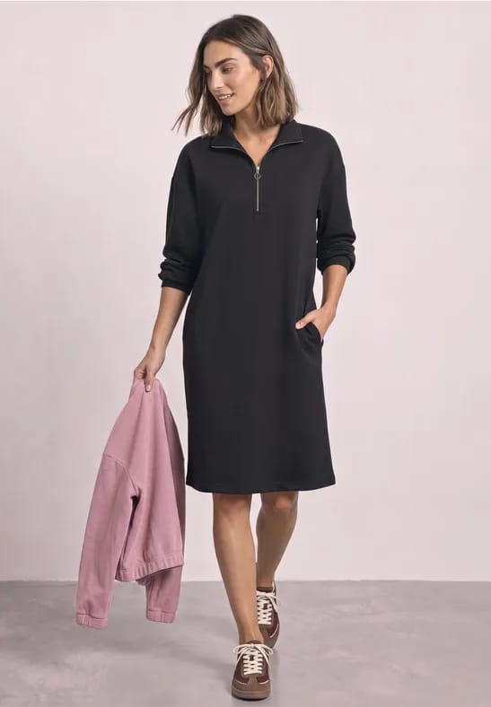 Kniehoge sweaterjurk met ritsdetail